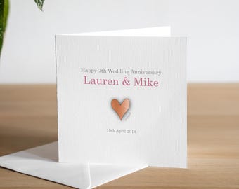 Personalised 7th Anniversary Card - Copper Anniversary Card - Seventh Anniversary Card - 7th Anniversary Gift - 7 Year Anniversary Card