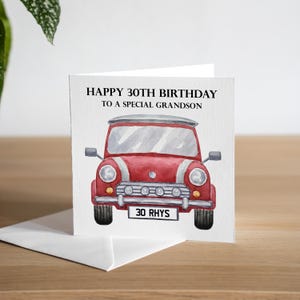 Carte d'anniversaire personnalisée 30e - carte d'anniversaire de voiture vintage - cartes d'anniversaire pour lui - carte d'anniversaire de fils - anniversaire de petit-fils - TOUT ÂGE/RELATION