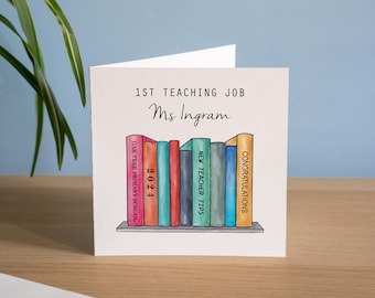 Cartão de 1º emprego de professor personalizado - Cartão de professor de novo emprego - Cartão de professor de formatura - Professor recém-qualificado - Cartão NQT - Primeiro emprego de professor