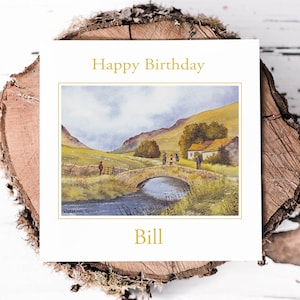 Carte d’anniversaire panoramique personnalisée - Carte d’anniversaire pour les randonneurs - Carte d’anniversaire de la campagne - Carte d’anniversaire de papa - Carte d’anniversaire de grand-père