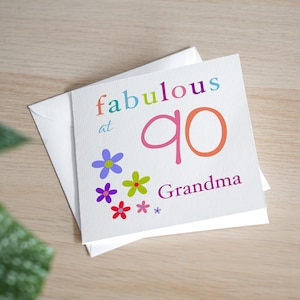 Personalised 90th Birthday Card Fabulous At 90 Birthday Card Female 90th Birthday Gift Granny 90 Card For Nan 90th Bday Handmade Card