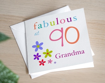 Personalised 90th Birthday Card Fabulous At 90 Birthday Card Female 90th Birthday Gift Granny 90 Card For Nan 90th Bday Handmade Card