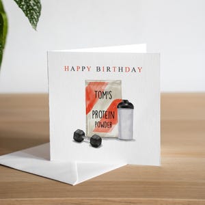 Tarjeta de cumpleaños personalizada para gimnasio, tarjeta de cumpleaños para hijo, levantamiento de pesas, regalo de cumpleaños para nieto, tarjeta de cumpleaños de fitness para entrenador personal PT