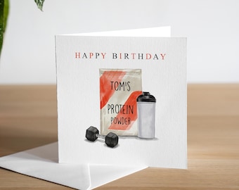 Tarjeta de cumpleaños personalizada para gimnasio, tarjeta de cumpleaños para hijo, tarjeta de cumpleaños para levantamiento de pesas, regalo de cumpleaños para nieto, tarjeta de cumpleaños para fitness para entrenador personal PT