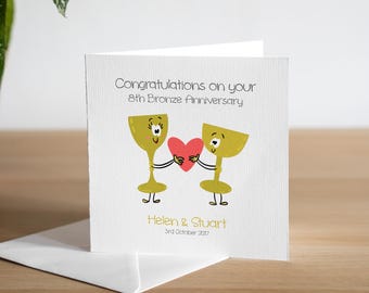 Personalisierte 8. Jahrestag Karte Ehemann Bronze Jahrestag Karte Frau 8. Hochzeitstag Geschenk für 8 Jahre Jubiläumskarte Für Ihn