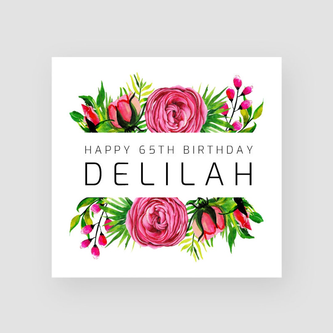 Personalised Flower 65th Birthday Card Mum 65th Birthday Card Wife 65th Birthday Card Age 65