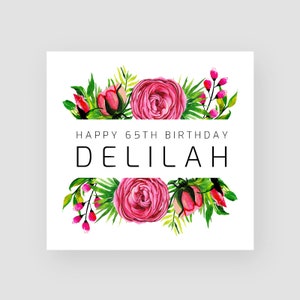 Carte d'anniversaire 65e fleur personnalisée - carte d'anniversaire de maman 65e - carte d'anniversaire de 65e femme - carte d'anniversaire de 65 ans - cadeau d'anniversaire 65e