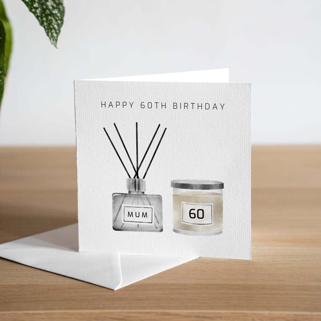 Personalised 60th Birthday Card for Her, Elegant 60th Birthday Card ...