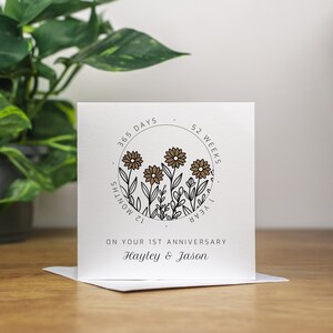 Tarjeta personalizada para el primer aniversario de bodas para el esposo, papel hecho a mano, regalo de aniversario para el primer aniversario, tarjeta para el primer aniversario, papel para la esposa