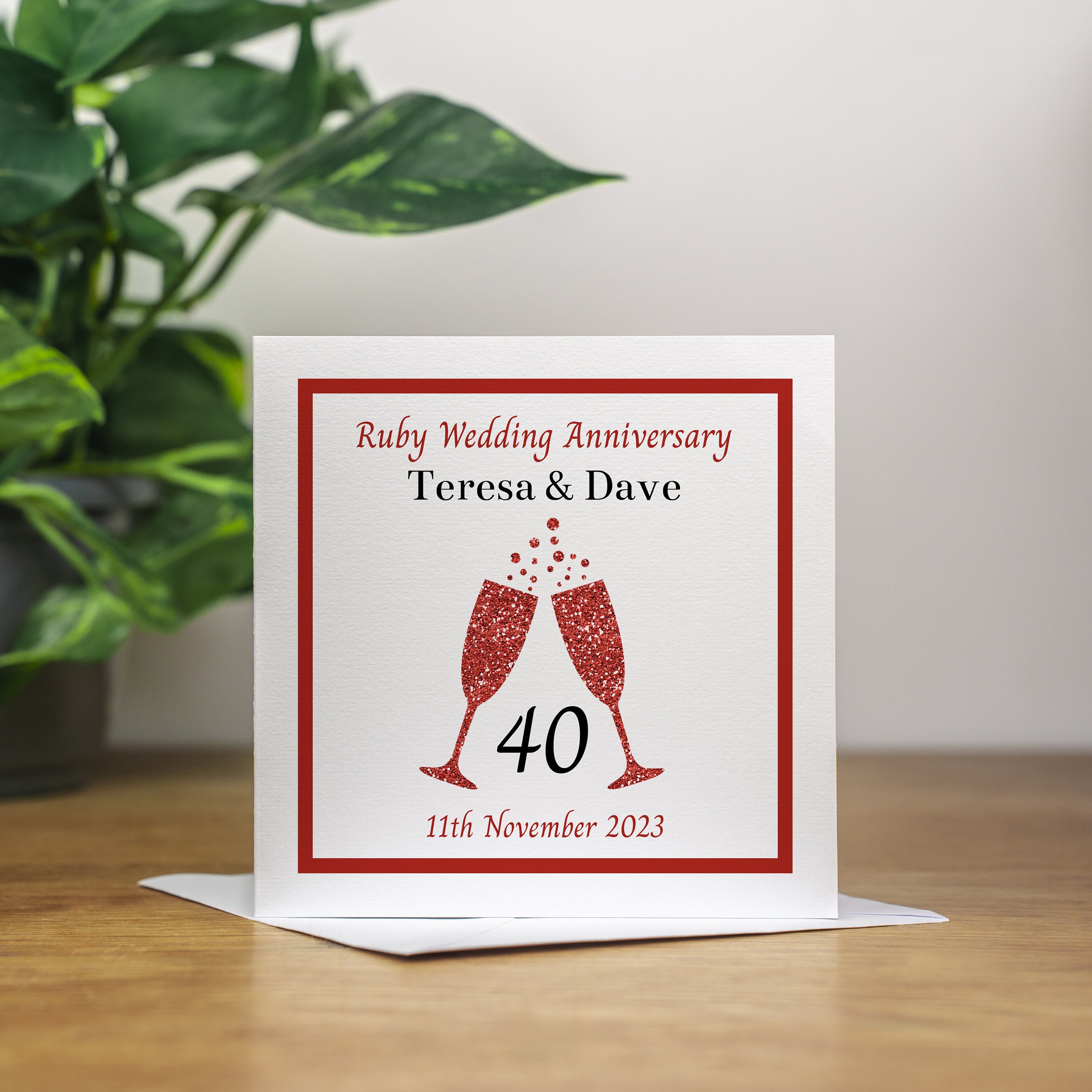 Personalised 40th Wedding Anniversary Card - Ruby Anniversary Card ...