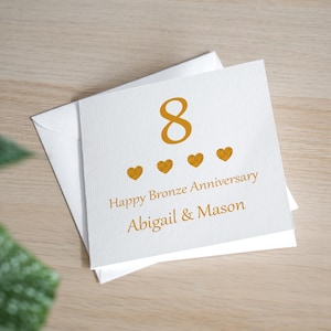 Tarjeta del octavo aniversario - Tarjeta del aniversario de bronce - Tarjeta del octavo aniversario - Regalo del aniversario de bodas de bronce - Regalo de 8 años de casados