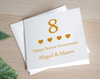 8. Jahrestag Karte - Bronze Jubiläums Karte - Achte Jahrestag Karte - Bronze Hochzeitstag Geschenk - 8 Jahre Verheiratet Geschenk