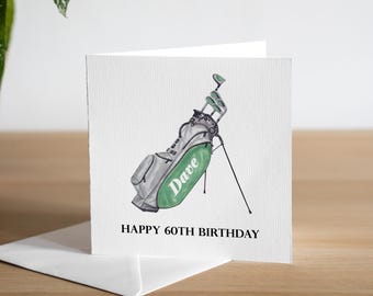Personalised Golf 60th Birthday Card - Birthday Card For Golfer - 60th Birthday Card Dad - 60th Birthday Card Husband - Golf Birthday Gift
