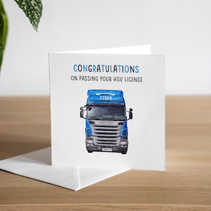 Cartão de teste de condução de caminhão aprovado personalizado Cartão de felicitações para carteira de HGV Cartão para novo motorista de caminhão Presente para o primeiro emprego de motorista de caminhão Motorista da classe 1