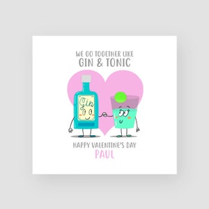 Personalizzato carta divertente San Valentino - andiamo insieme come Gin & Tonic - lui/lei - marito/moglie - fidanzato/fidanzata - fidanzato/fidanzata