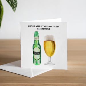 Cartão de aposentadoria personalizado para ele - Cartão de aposentadoria com cerveja - Parabéns pela sua aposentadoria - Cartão de aposentadoria com álcool