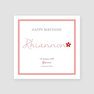 Cartão de aniversário personalizado de janeiro - Pedra de aniversário Garnet - Joias de aniversário - Para ela - Aniversário de amigos - Mãe - Filha - QUALQUER NOME/IDADE