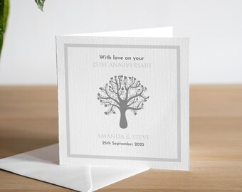 Gepersonaliseerde handgemaakte kaart 25e huwelijksverjaardag zilveren 25e verjaardag cadeau met liefde op je kaart 25 jaar 25 jaar