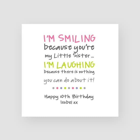 Personalised Funny Birthday Card for Sister Little Sister - Etsy Ireland Personalised Funny Birthday Card for Sister Little Sister - Etsy Ireland