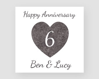 Personalised Iron 6th Wedding Anniversary Card Handmade 6th Anniversary Milestone Gift For Them Six Years Married Together