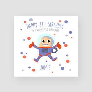 Personalizzato 8th Birthday Card per ragazzo - Spaceman 8th Birthday Card - Son 8th Birthday Card Spaceman - Nipote 8th Birthday Card