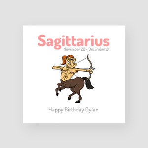 Gepersonaliseerd Boogschutter verjaardagskaart - grappige verjaardagskaart - voor hem - voor haar - Zodiac - Horoscoop - sterrenbeeld - Astrology - Vuur teken
