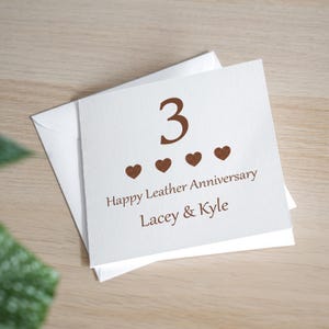 3周年記念カード - 革製記念カード - 3周年記念カード - 革製結婚記念日ギフト - 結婚35周年ギフト