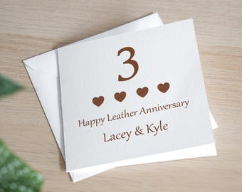 3rd Anniversary Card - Leather Anniversary Card - Third Anniversary Card - Leather Wedding Anniversary Gift - 3 Years Married Gift