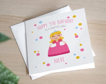 Personalised 5th Birthday Card Girl 5th Handmade Birthday Card Daughter 5th Birthday Gifts Granddaughter Age 5 Birthday Card Princess Gifts