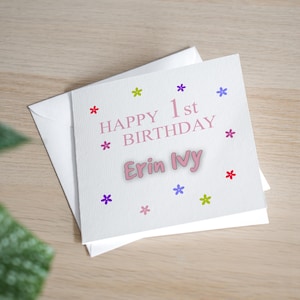 Personalised 1st Birthday Card For Girl - First Birthday Card Daughter - 1st Birthday Card Granddaughter - 1st Birthday Gift For Girl