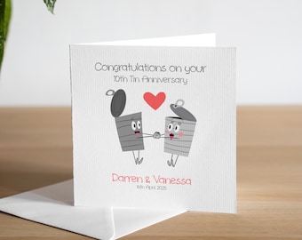Personalised 10th Anniversary Card Husband Tin Anniversary Card Wife 10th Wedding Anniversary Gift For 10 Year Anniversary Card For Him
