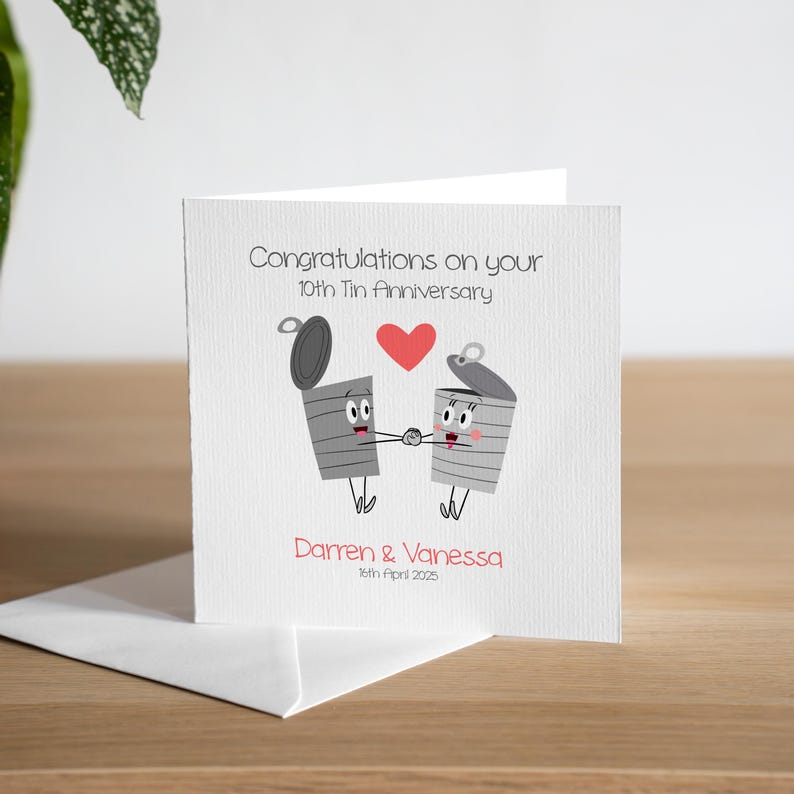 Personalised 10th Anniversary Card Husband Tin Anniversary Card Wife ...