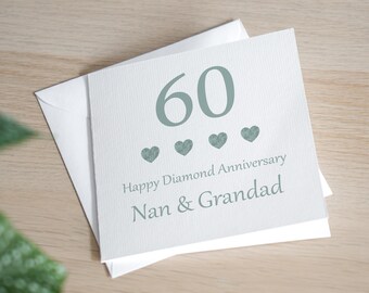 Personalised 60th Anniversary Card Diamond Anniversary Card Sixtieth Anniversary Card Diamond Wedding Anniversary Gift 60 Years Married Gift