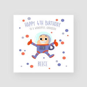 Personalizzato 4th Birthday Card For Boy - Spaceman 4th Birthday Card - Son 4th Birthday Card Spaceman - Nipote 4th Birthday Card