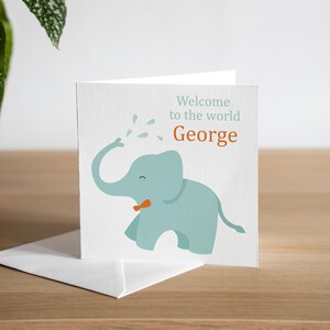 Gepersonaliseerde Welcome To The World-kaart voor hem - gepersonaliseerde nieuwe kaart voor babyjongen - nieuwe kaart voor kleinzoon - gefeliciteerd nieuwe jongenskaart