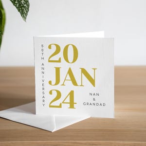 Carte 50e anniversaire personnalisée carte d'anniversaire en or pour femme Carte d'anniversaire en or pour mari, cadeau d'anniversaire en or fait main