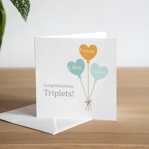 Gepersonaliseerde nieuwe drieling babyjongens - ballonnen - kaarten nieuwe babyjongens - pasgeboren baby - drieling - Gefeliciteerd