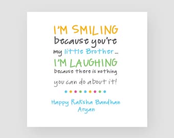 Personalised Raksha Bandhan Card - For Him - Little Brother - Big Brother - Hindu Festival - Religious Festival - Rhaki - Indian Celebration