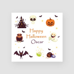Cartão de Halloween personalizado feito à mão - Fantasma - Abóbora - Festa de Halloween - Feriado de outono - Cartões sazonais - Neto - Filho - Crianças - Amigos
