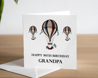 Personalised 90th Birthday Card - Ninetieth Birthday Card - Aged 90 - Balloons - Birthday Cards For Him - For Men - ANY NAME/AGE