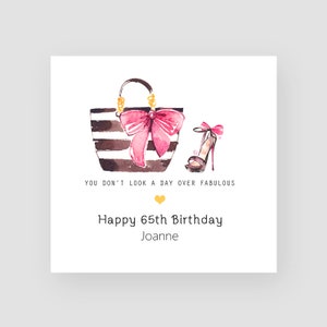 Biglietto di auguri personalizzato per il 65° compleanno della moglie, biglietto di auguri per il 65° compleanno della mamma, regalo per il suo 65° compleanno, biglietto di auguri alla moda per le donne di 65 anni