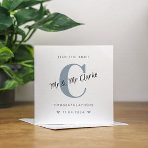 Cartão de dia de casamento personalizado, feito à mão, mesmo sexo, lembrança de casamento, presente de casamento, casal gay, cartão de casamento amarrado com nó