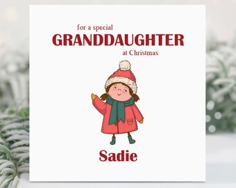 Personalised Christmas Card For Granddaughter - Christmas Card For Her - Special Granddaughter Xmas Card - Christmas Card For Little Girl