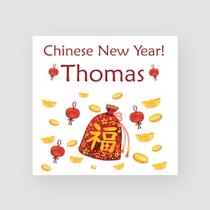 Cartão personalizado de Ano Novo Chinês - Ano Novo Lunar - Bolsa de Dinheiro - Festival Chinês - Festival da Primavera