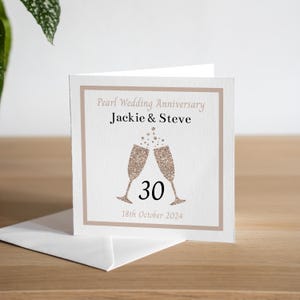 Tarjeta del 30.° aniversario - Tarjeta del aniversario Pearl - Tarjeta del trigésimo aniversario - Regalo del 30.° aniversario - Regalo del aniversario Pearl