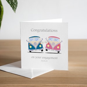 Cartão de noivado personalizado - Camper Vans - Sr. e Sra. - Para eles - Para ele/ela - Para a noiva/noivo - Para o noivo/noiva - Presentes de noivado