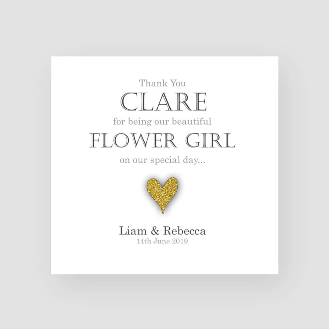 Personalised Thank You Flower Girl Card for Her Wedding Day Cards