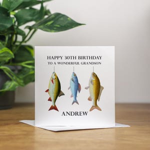 Tarjeta de cumpleaños número 40 personalizada para esposo, tarjeta de cumpleaños número 40 para tío pescador, regalo de cumpleaños, tarjeta de cumpleaños de pescador personalizada hecha a mano para pescador