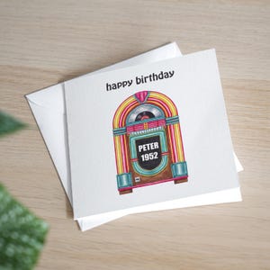 Personalised Jukebox Birthday Card - Retro Birthday Card For Dad - Personalised Husband Birthday Card - Personalised Music Birthday Card