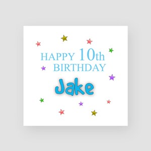 Biglietto di auguri personalizzato per il 10° compleanno - Biglietto di auguri per il 10° compleanno del figlio - Biglietto di auguri per il decimo compleanno del nipote - Biglietto di auguri con stelle per ragazzo - Regalo per il 10° compleanno